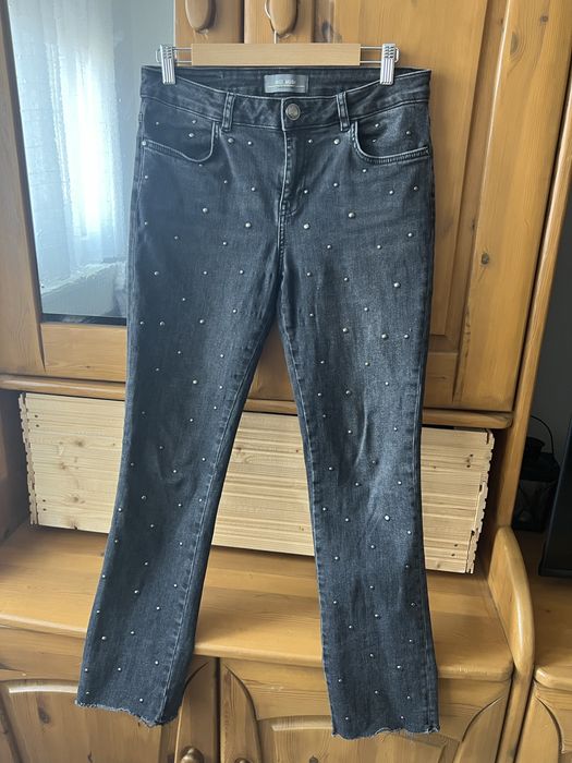 jeans cu strasuri, elastici, negru prespalat mos mosh marimea M-L 38-4