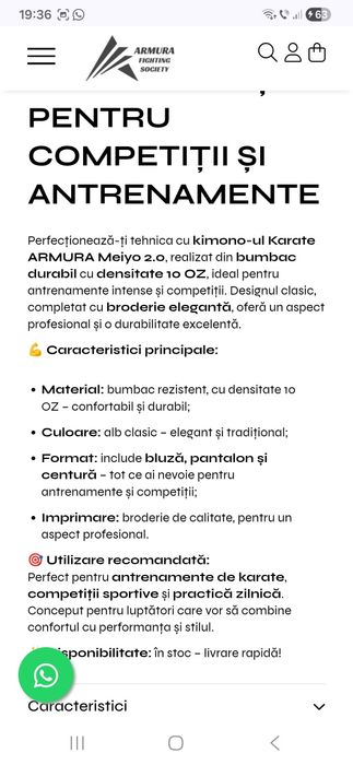 Kimono karate armura meiyo 120 cm