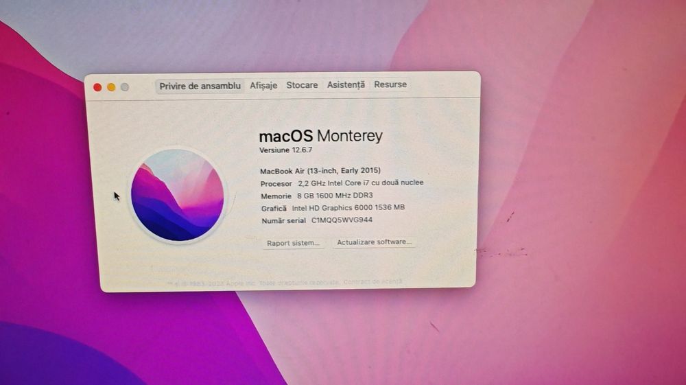 Macbook air 2015 I7, 8Gb Ram