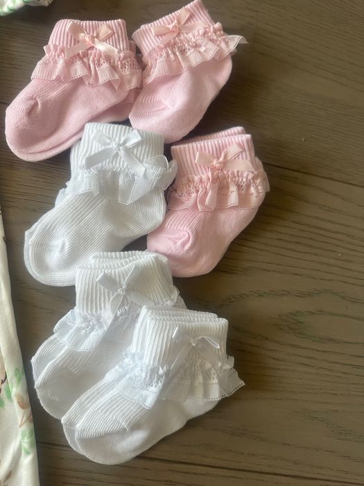 Бебешки чорапки -6 чифта с къдричка-дантелка 3/6 м момиче