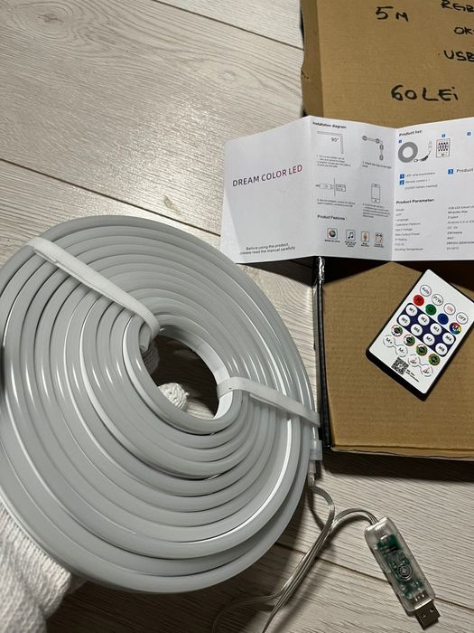 Banda Led RGB IC 5M pe usb si telecomanda wireless