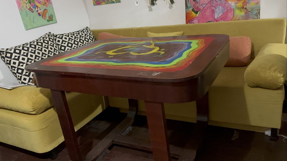 Masa pictata extensibila lemn masiv