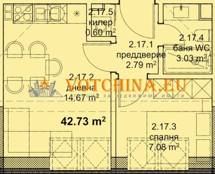 Продава се Двустаен апартамент в Варна, Център - 51 кв.м за 1150 €/кв.м - Снимка #3