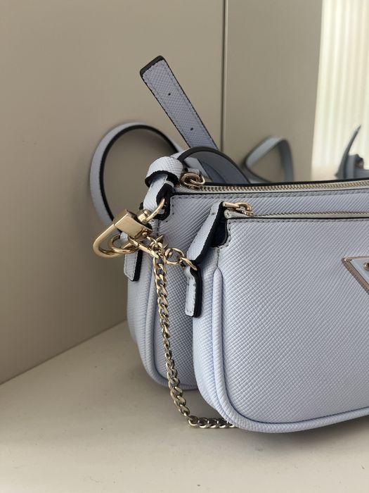 Оригинална двойна чанта guess светло синя