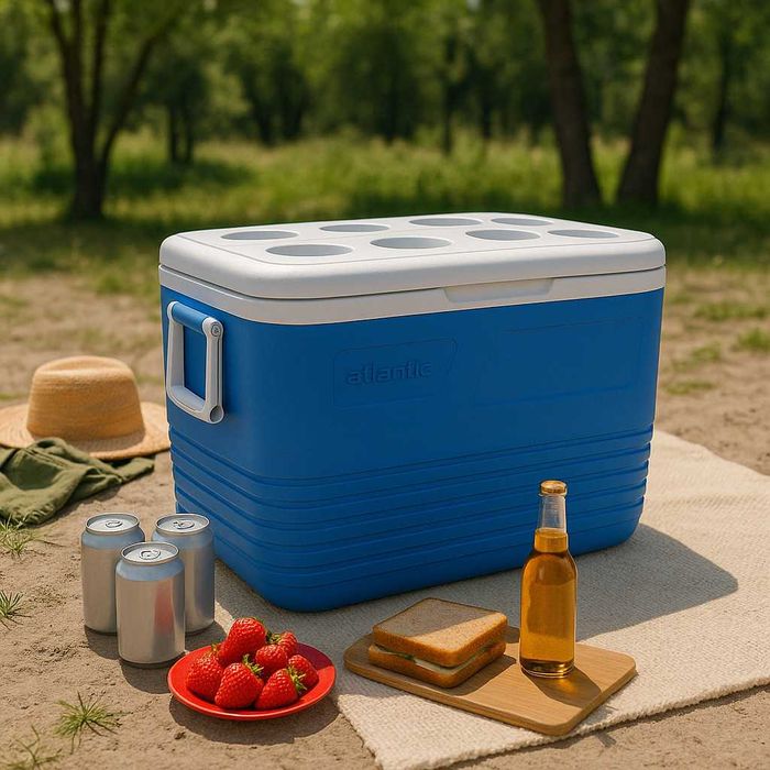 Хладилна кутия Atlantic 60L, пасивна, синя, с поставки за чаши