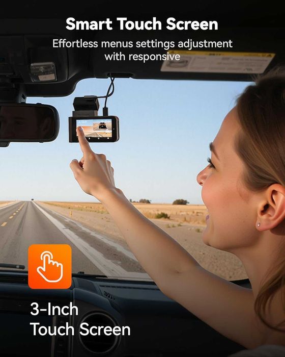 WOLFBOX 60FPS Видеорегистратор, 2.5K+1080P предна и задна камера