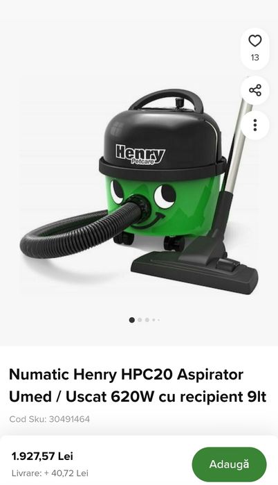 Aspirator Henry Petcare ! Sigilat !