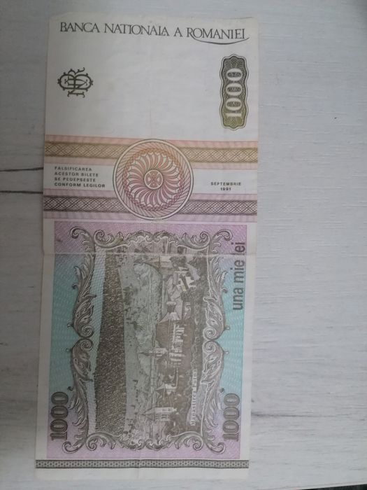 Vând bagnotă românească 1000 lei septembrie 1991 in stare bună