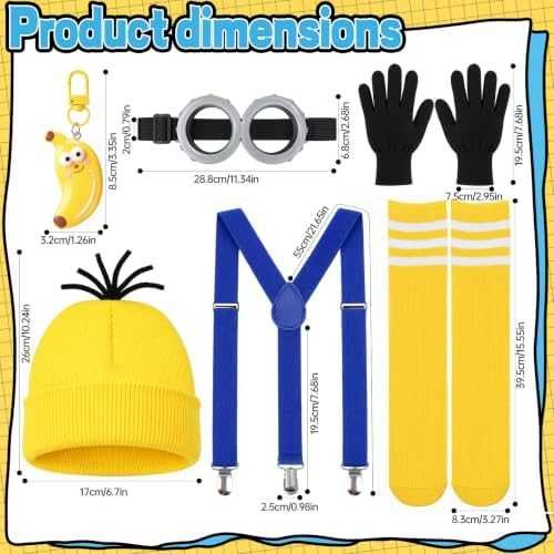 Нов Детски костюм Миньон Minion 6 части с очила шапка ръкавици и аксесоари за Хелоуин карнавал