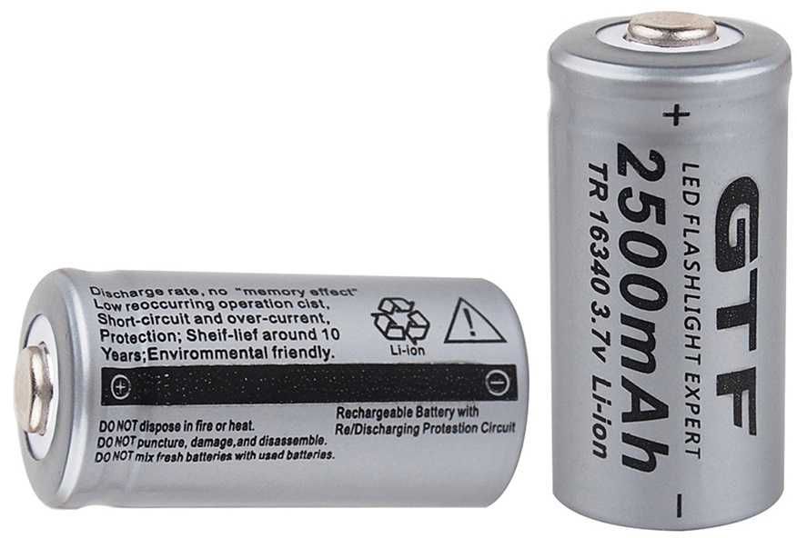 Перезаряжаемая литиевая батарея 3,7V. CR123A/16340