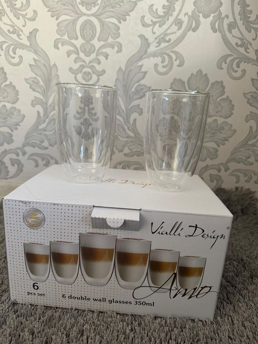 Set pahare Vialli Design, Cappuccino, Double-wall, 2 pahare 350ml