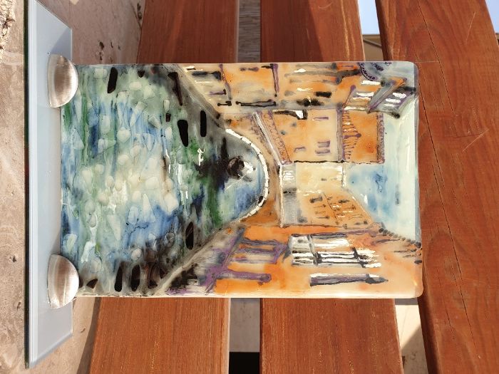 Картина рисувана върху стъкло "любов и грижа " Красив подарък .