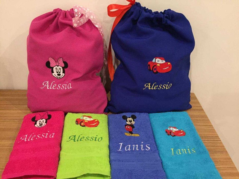 Saculet brodat personalizat cadou copii /cresa /gradinita