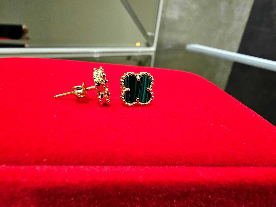 Van Cleef & Arpels VCA Gold Green Sweet Alhambra Clover Дамски Обеци