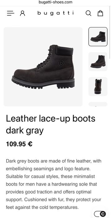 Bugatti Boots ОРИГИНАЛНИ мъжки боти/кубинки естествена кожа - 44/28см