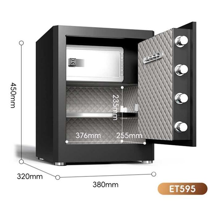 Сейф DELI "ET595" биометрический 380х320х450 мм, 18,3 кг