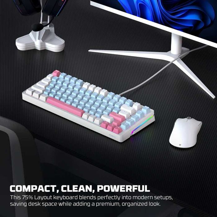 Tastatură mecanică TEKHERO ATOM X83 AME, 83 taste, RGB, Hot-Swap, USB-C, wired gaming lichidarestoc garanție 2 ani