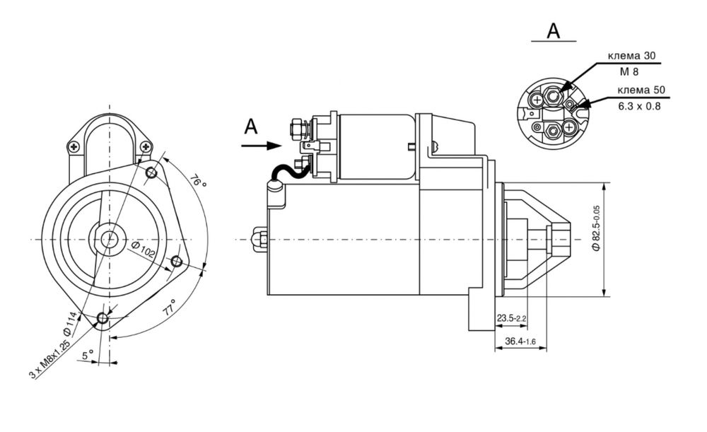 Стартер ВАЗ 2101 Ст 2101Б-01 Булстарт 1.55kw