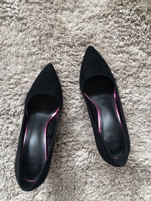 Класически черни велурени стилето обувки 38