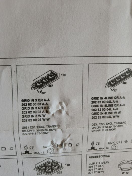 Spot incastrat cu 3 becuri reglabile  G53, 10 bucati