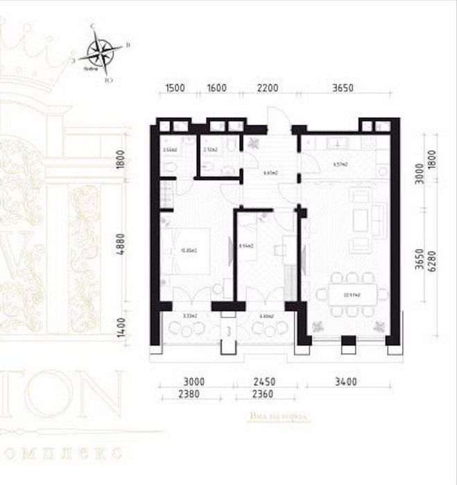 Продается 3х ком квартира, ЖК Wiston, ор-р: ул. Ниёзбек Йули, 72м²