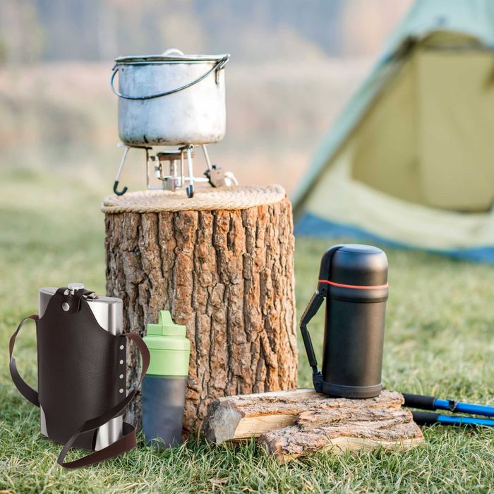 Plosca metalica XXL 1.8L design clasic din inox husa piele sintetica