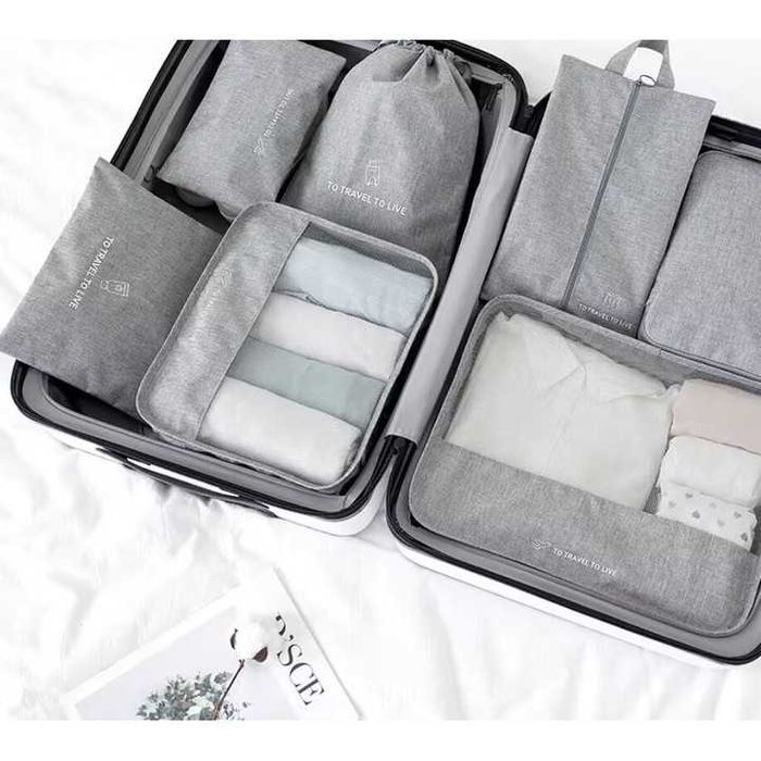 Set 7 Huse Organizare Bagaj || Accesorii Troler || Negru/Gri/Albastru