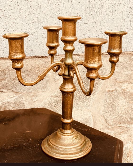 Месингови свещници – комплект, 5-раменни, винтидж / ретро декор