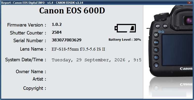 Vand Canon 600D cu obiectiv 18-55 IS (cu stabilizare) 2600 cadre NOU