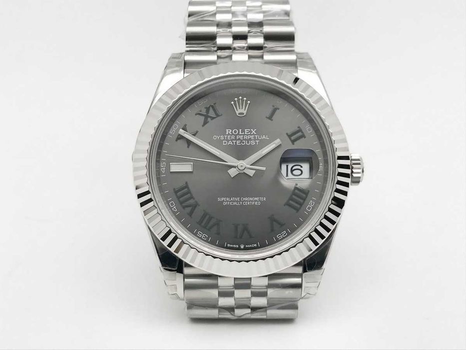 Rolex Datejust 41mm Fluted Bezel Grey Roman Dial Jubilee – мъжки часовник – реални снимки
