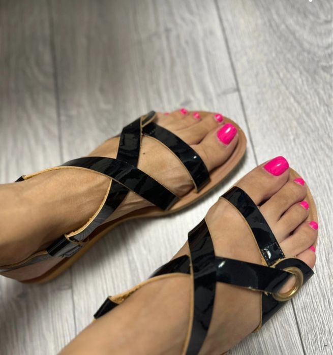 Sandale negre, din lac, marimea 38