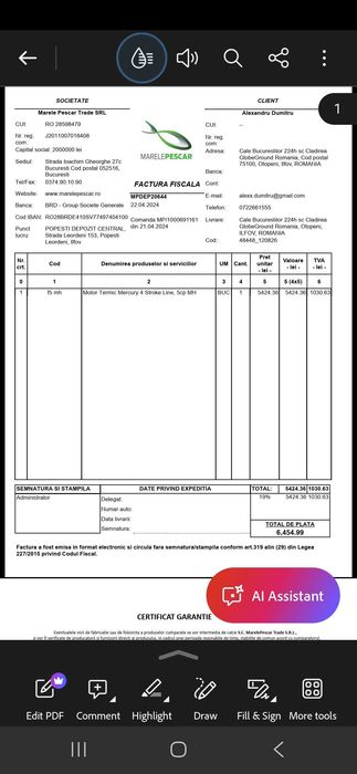 Vand motor barca Mercury 5 cp, 2024, cizma scurta