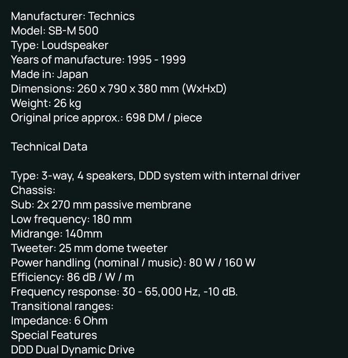 Technics BOXE SB-M500