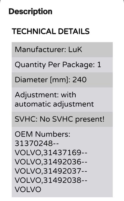 Комплект Съединител за VOLVO LUK