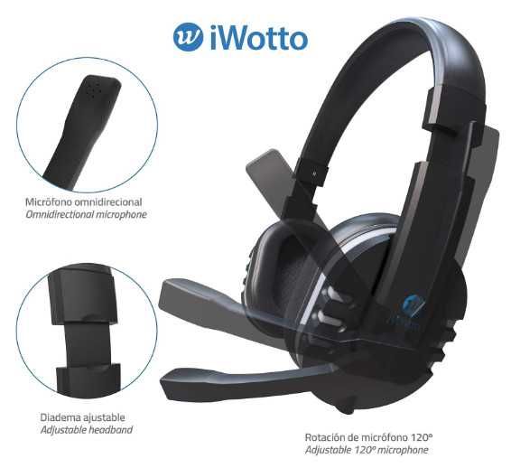 Геймърски слушалки iWotto, кабелни за игри с микрофон, RGB осветление