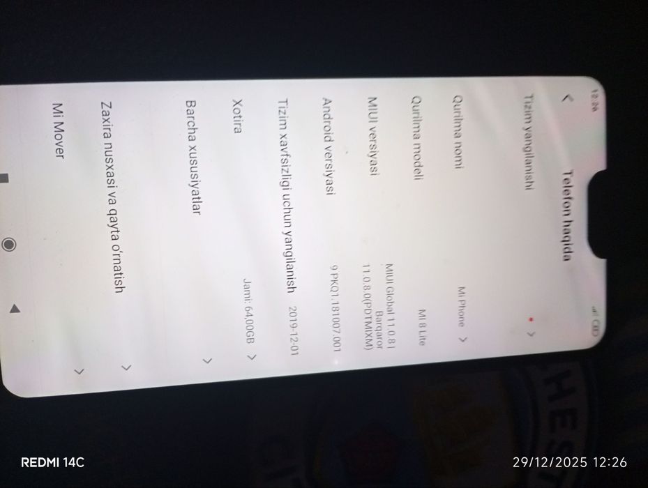 Mi 8 lite zor telifon