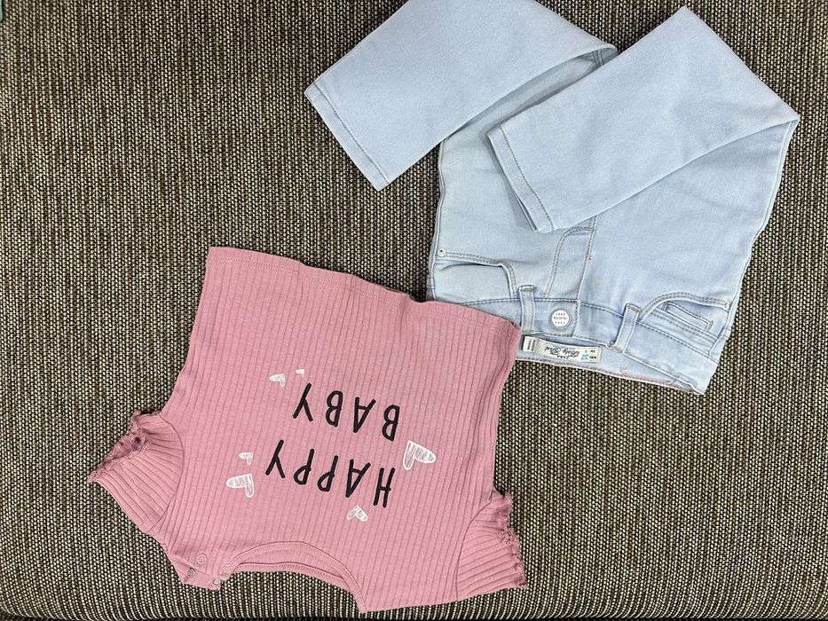 Zara джинсы, кардиган, комбинезон