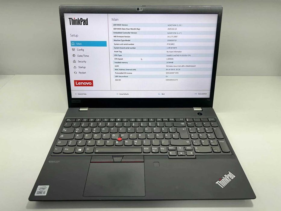 Laptop SH Lenovo Thinkpad T15 Gen1 i5-10210U SSD 256Gb ram 16Gb
