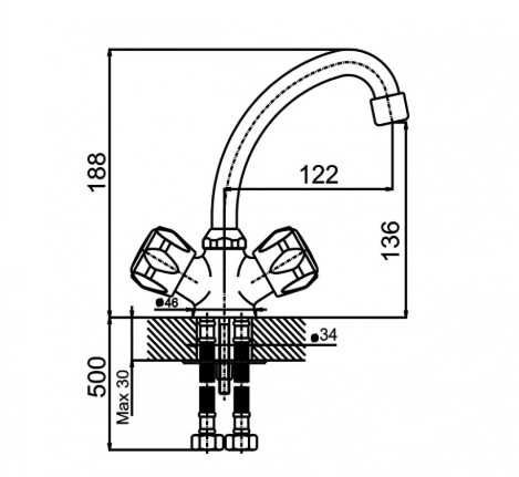 Нов смесител за мивка КУИК  ICF 7009873C M7119 Inter Ceramic