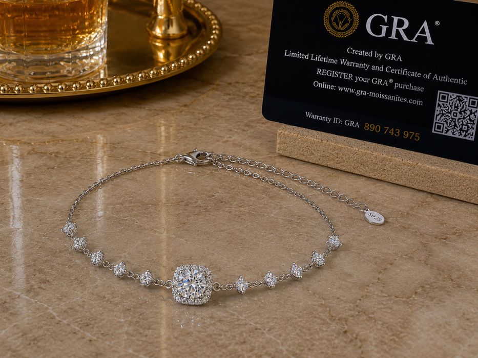 Brățară Argint 925 cu Moissanite Premium GRA | S925