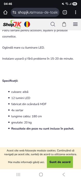 Citiți descrierea! Masa de make Up HOLLYWOOD PREMIUIM cu limina led