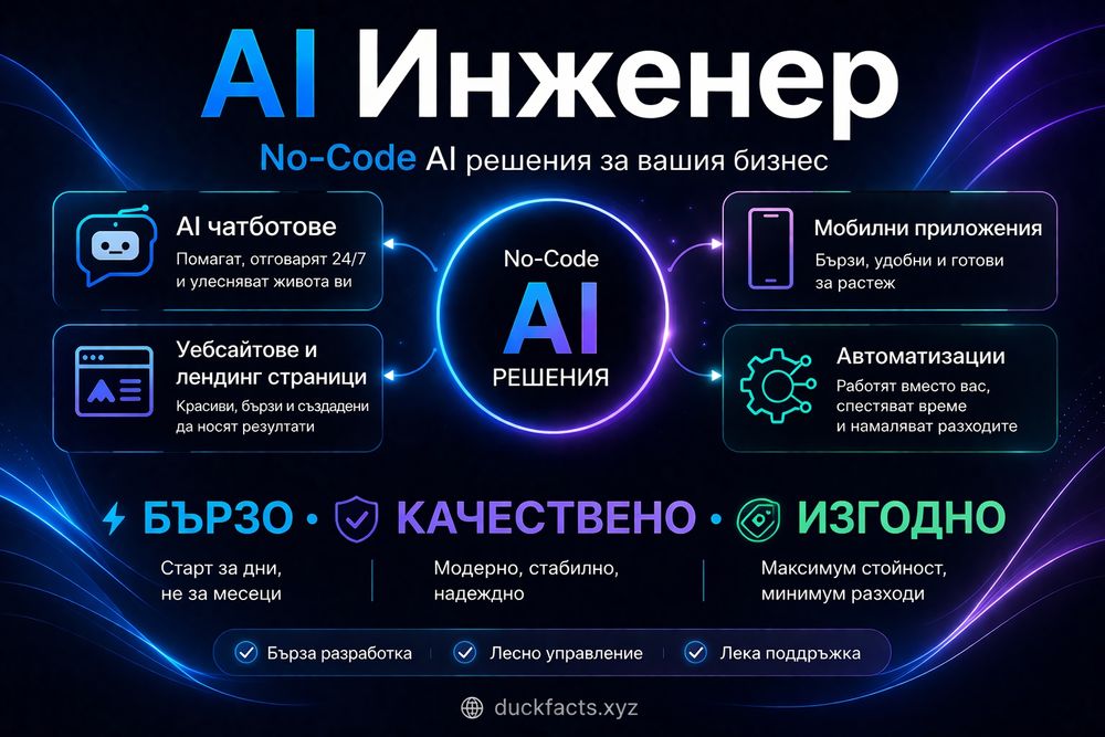 AI Engineer | No-Code + AI чатботове, сайтове и автоматизации