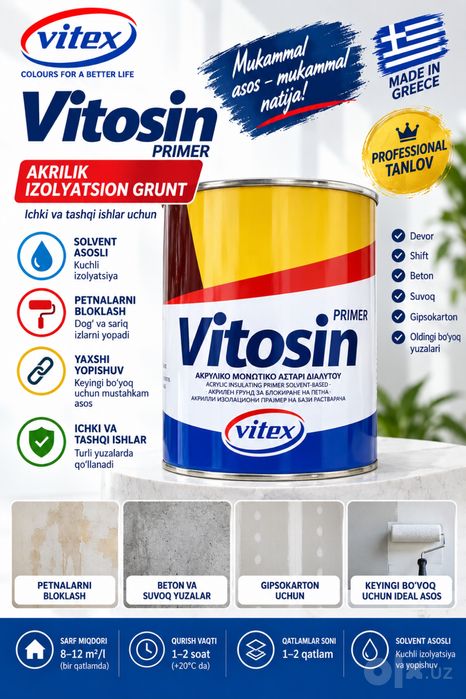 Vitex Vitosin Primer — akrilik izolyatsion grunt