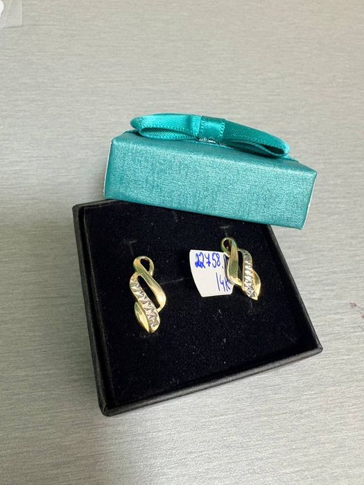 Cercei aur alb și galben 14k 2,62gr (cdc)