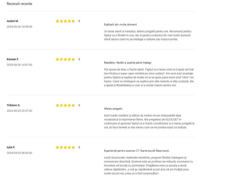 Pregătire Avansată la Engleză cu Profesor Experimentat