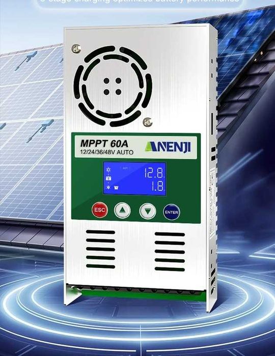 Controler solar Anenji 60A sisteme fotovoltaice 12V 24V 36V 48V