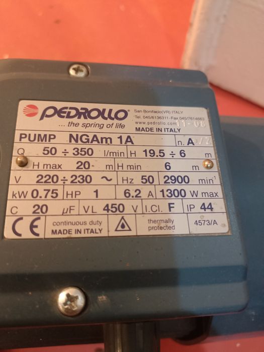 Водяной насос Pebrolla Италия.