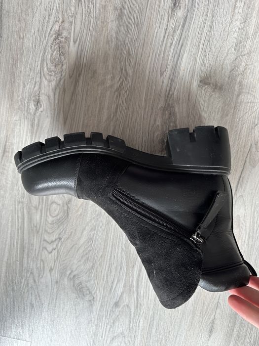 Ghete negre chunky, talpă groasă, mărimea 40