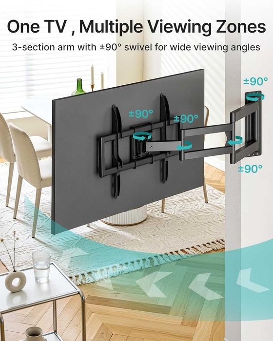 Pegzone поставка за телевизор/монитор (стенен монтаж), 37–86”, VESA до 600x400, удължена 975 мм, товар до 50 кг