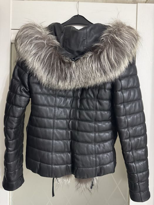 Куртка кожаная с мехом песца